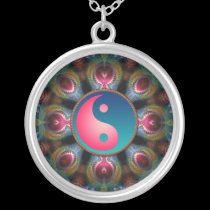 Pink+Blue Yin Yang Fractal Energy Necklace necklaces