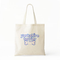 Pink & Blue Yorkshire Terrier Tote Bag by MenagerieMayhem Pink & Blue Yorkshire Terrier Tote Bag