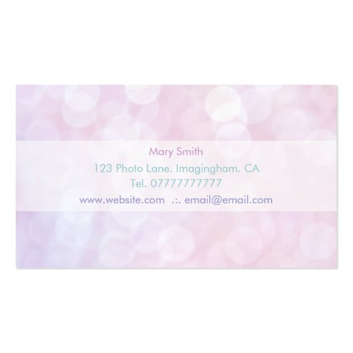 Pink Bokeh Photography Business Cards (back side)