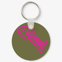 Pink Bonyfish by FishTs.com keychains