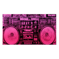 urban, music, funny, fashion, girly, 80&#39;s, boombox, hip hop, old school, pink, fun, cool, ghetto blaster, best, selling, girl, original, business card, Business Card with custom graphic design