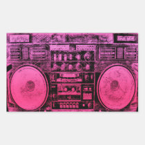 pink, boombox, music, urban, funny, fashion, 80&#39;s, hip hop, old school, fun, cool, ghetto blaster, best, selling, original, sticker, Sticker with custom graphic design