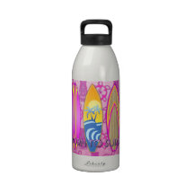 Pink Born To Surf Reusable Water Bottle
