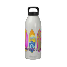 Pink Born To Surf Reusable Water Bottles