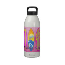 Pink Born To Surf Reusable Water Bottles