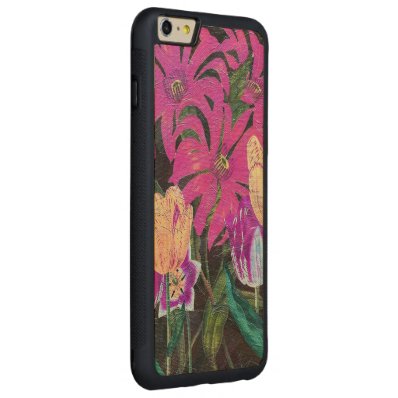 Pink Botanical Tulips Oil Brush Painting Carved® Maple iPhone 6 Plus Bumper Case