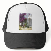 Pink Bougainvillea growing outside a house, GREECE Mesh Hats