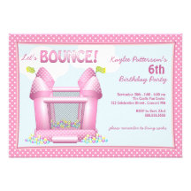 Pink Bouncy Bounce House Birthday Party Invitation