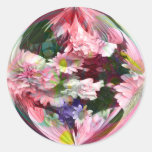 Pink bouquet in marble 2 round stickers
