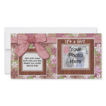 Pink Bow and Flower Custom Photo Card photo cards