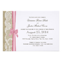 Pink Bow and Lace Wedding invitations