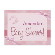 Pink bow baby girl shower invitati... - Customized postcards by aslentz Pink bow baby girl shower invitati... - Customized postcards