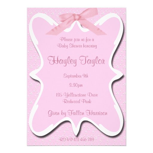 pink bow Baby  Shower Invitation