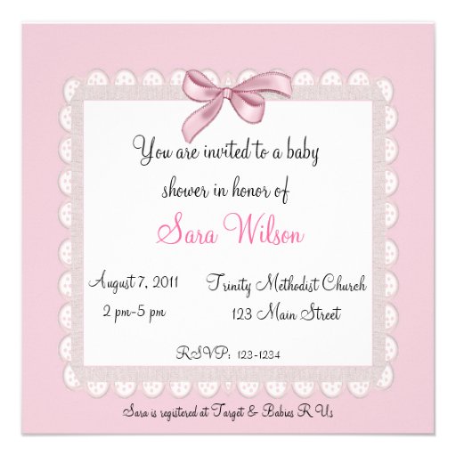 Pink Bow Baby Shower Invitation