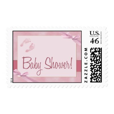 Pink bow baby shower postage by aslentz