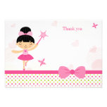 Pink bow ballerina girl's birthday thank you card