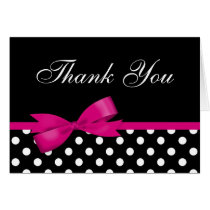 Pink Bow Black Polka Dots Thank You cards