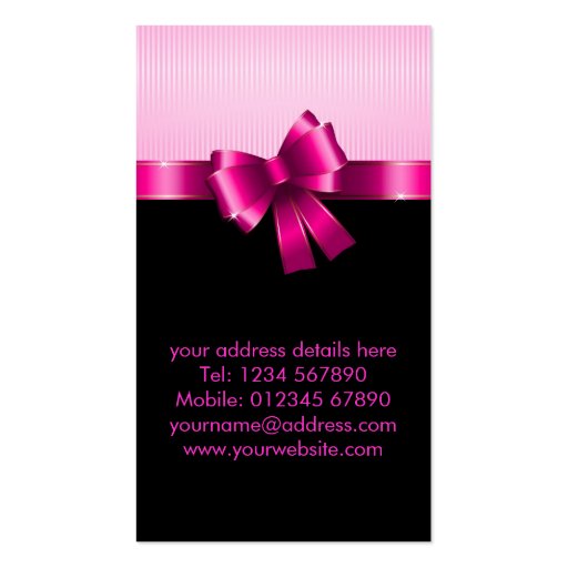 Pink Bow Business Card (back side)