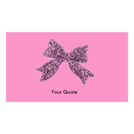 pink bow business card template (back side)