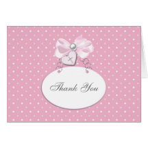 Pink Bow Cross Thank You Cards