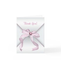 Pink Bow Pink White Thank You Cards