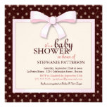 Pink Bow Polka Dot Girl Baby Shower Invitation