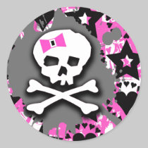 Pink Bow Skull Stickers