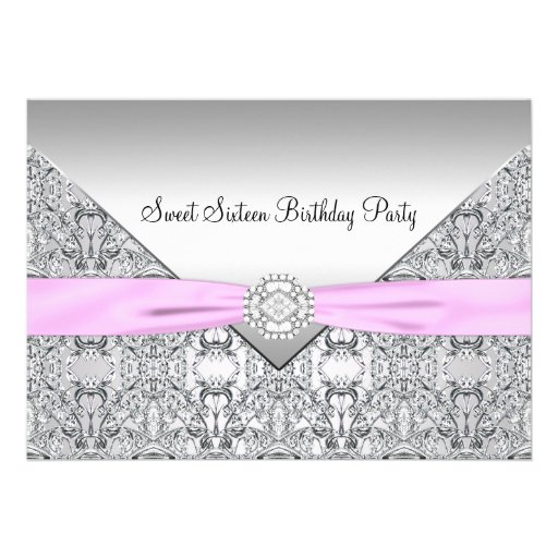 Pink Bow Sweet Sixteen Party Invitation