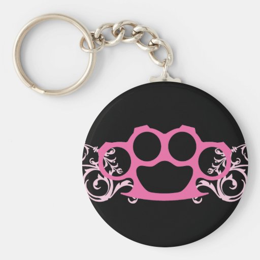 Pink Brass Knuckles Key Chain Zazzle
