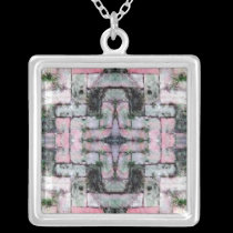 Pink Bricks Masonry Mosaic Symmetrical Design necklaces