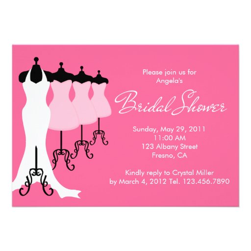 Pink Bridal Dresses Bridal Shower Invitation