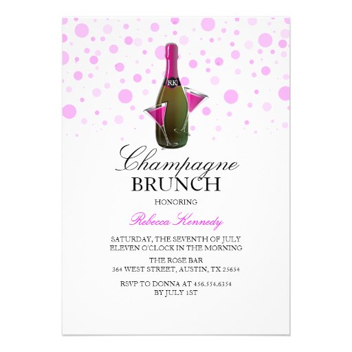 Pink Bridal Shower Champagne Brunch Invite