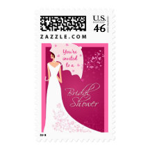 Pink Bridal Shower Invitation Stamp
