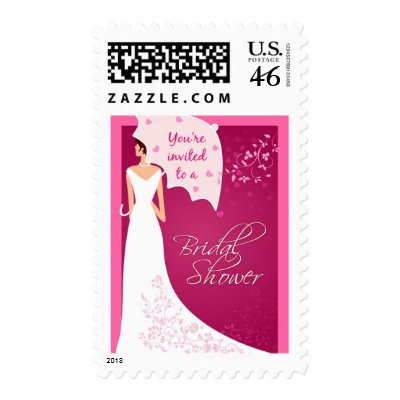 Pink Bridal Shower Invitation Stamp by SquirrelHugger