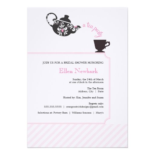 Pink Bridal Shower Invitation - Tea