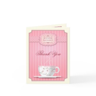 Pink Bridal Shower Tea Party Thank You zazzle_card