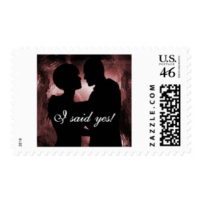 Zazzle Pink Bride and Groom I Said Yes Postage