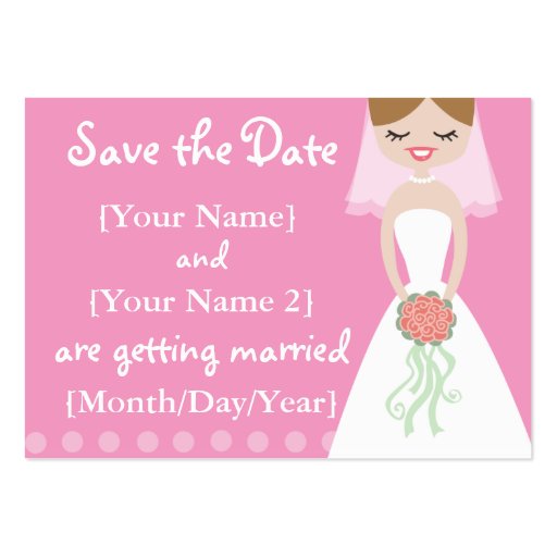 Pink Bride Save the Date Cards Business Card