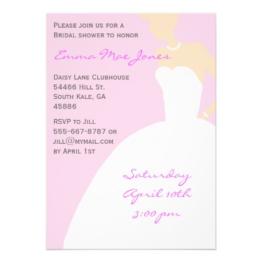 Pink Bride Silhouette Bridal Shower Invitation