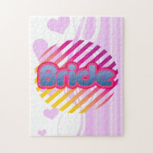 pink bride to be bachelorette wedding bridal party puzzles