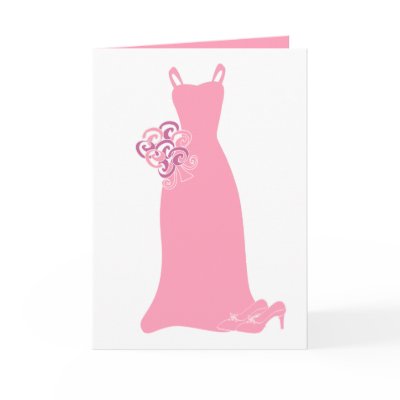 Pink Bridesmaid Dress greeting cards
