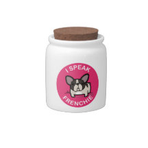 Pink Brindle Pied I Speak Frenchie Candy Jar