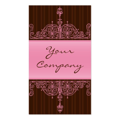 Pink & Brown Antique Frame Card Business Card Template (front side)