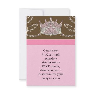 Pink Brown Baby Girl Princess Baby Shower RSVP