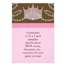 Pink Brown Baby Girl Princess Baby Shower RSVP Invites