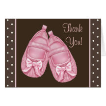 Pink Brown Baby Shower Thank You Cards