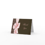 Pink Brown Bow Pink Brown Thank You Cards