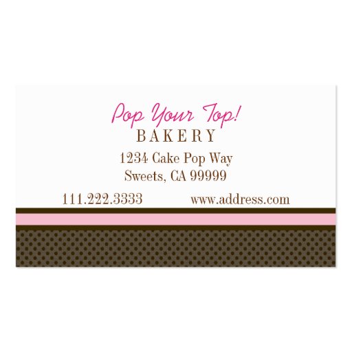 Pink & Brown Cake Pops : Business Cards (back side)
