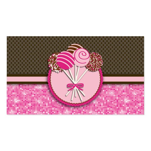 Pink & Brown Cake Pops : Business Cards (front side)
