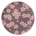 Pink Brown Cherry Blossom Plate
